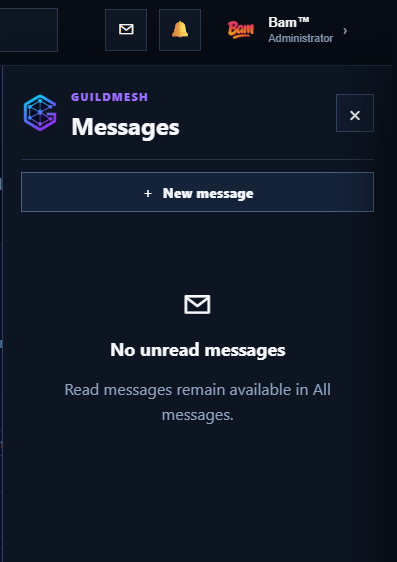 Messages can be accessed quickly from the GuildMesh top bar.