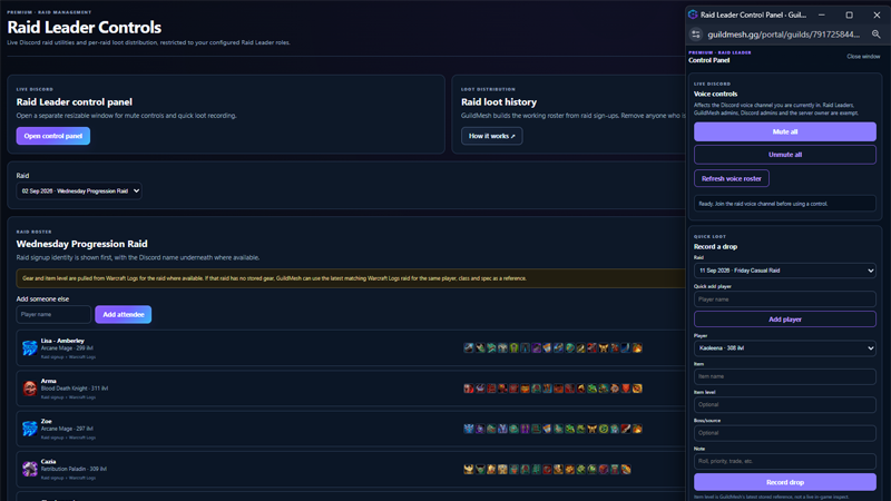 GuildMesh Raid Leader Controls