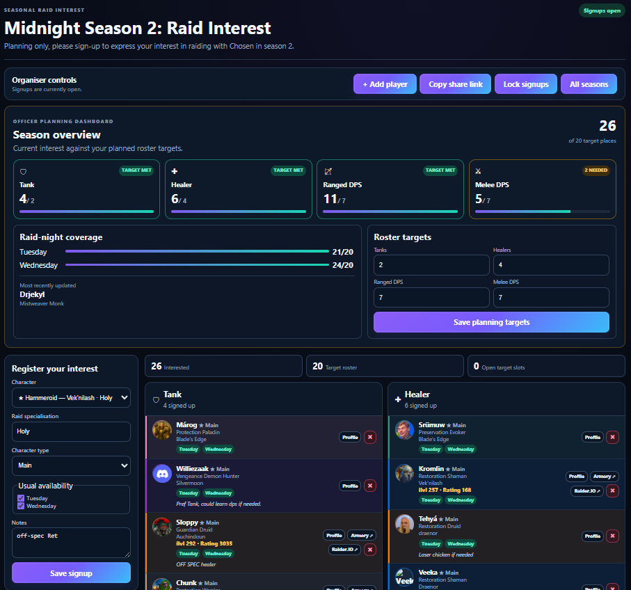 GuildMesh seasonal raid planner